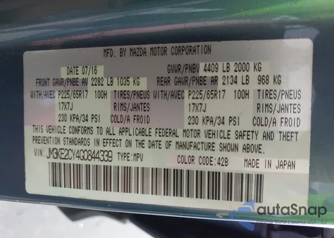 2016 Mazda Cx-5 Touring from USA, damaged, VIN JM3KE2CY4G0844339